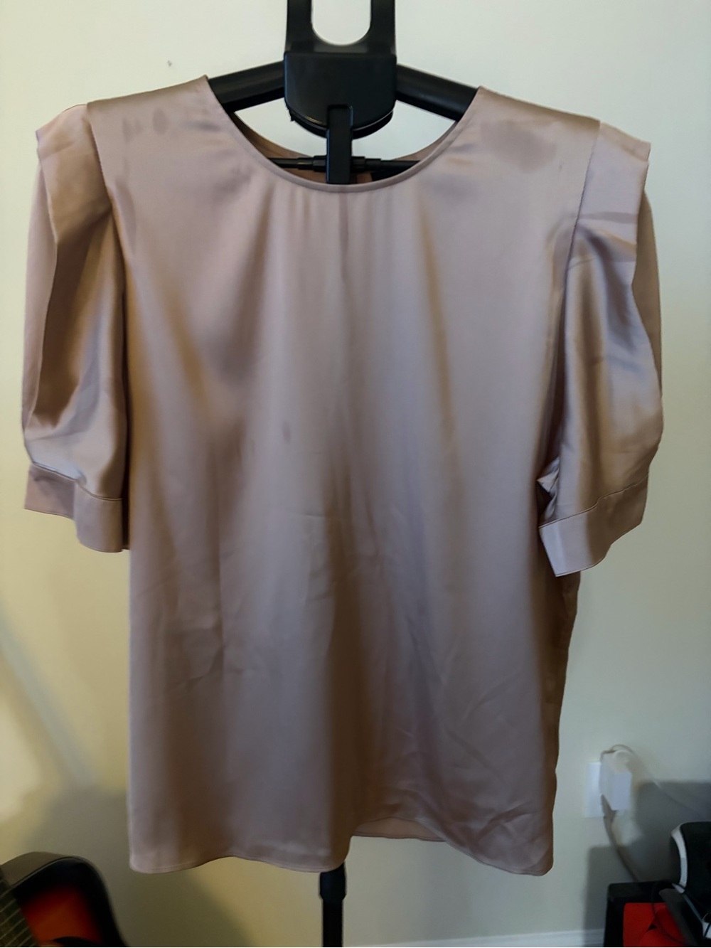 NWT Mauve Satin Cape-Sleeve Blouse XL - Elegant Basic